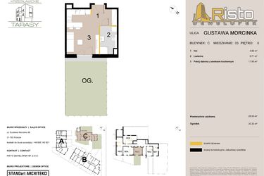 Rzut - Mieszkanie na sprzedaż 1 pokój o powierzchni 28,5 m² - numer C3 w Krzesławickie Tarasy