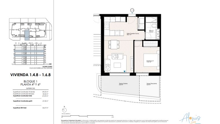 Rzut - Mieszkanie na sprzedaż 1 pokój o powierzchni 67,7 m² - numer 148 w Alonis Living