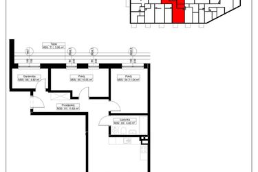Rzut - Mieszkanie na sprzedaż 3 pokoje o powierzchni 70,1 m² - numer 35 w Światowida 61B