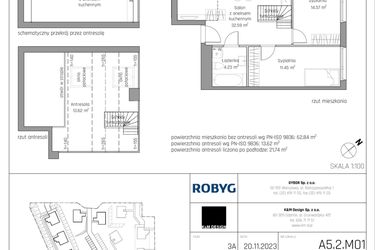 Rzut - Mieszkanie na sprzedaż 4 pokoje o powierzchni 76,46 m² - numer A5.2M01 w ROSA Residence
