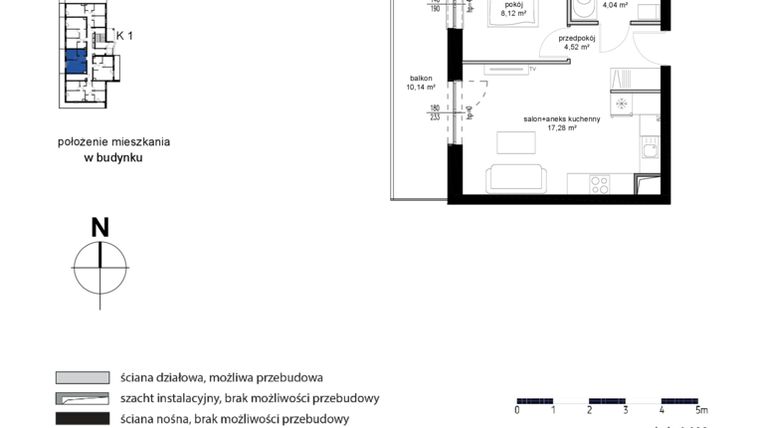 Rzut - Mieszkanie na sprzedaż 2 pokoje o powierzchni 33,96 m² - numer 3 w Kwarcowe Wzgórze - bud. 2