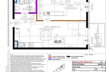 Rzut - Mieszkanie na sprzedaż 2 pokoje o powierzchni 46 m² - numer 10 w Strumykowa