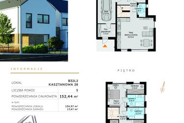 Rzut - Dom na sprzedaż 5 pokoi o powierzchni 152,44 m² - numer B32L2 w Szczodre etap V