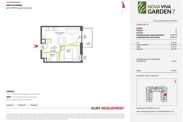 Rzut - Mieszkanie na sprzedaż 2 pokoje o powierzchni 34,02 m² - numer 84 w Nova Viva Garden 7