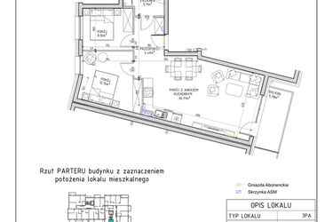 Rzut - Mieszkanie na sprzedaż 3 pokoje o powierzchni 60,65 m² - numer 24 w Osiedle Sady bud. E4