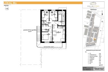 Rzut - Mieszkanie na sprzedaż 4 pokoje o powierzchni 54,96 m² - numer M2 w Villa Stoki (mieszkania)