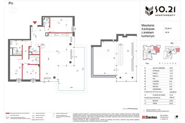 Rzut - Mieszkanie na sprzedaż 4 pokoje o powierzchni 122,48 m² - numer 34 w SO.21