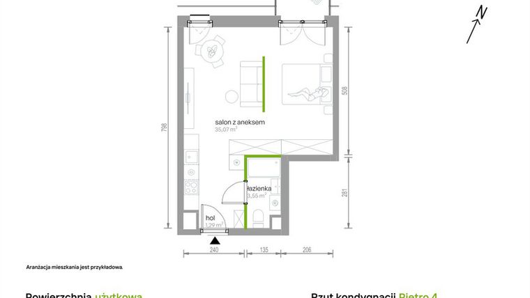 Rzut - Mieszkanie na sprzedaż 1 pokój o powierzchni 39,91 m² - numer 4/A/10 w Kijowska Vita