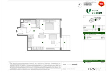 Rzut - Mieszkanie na sprzedaż 2 pokoje o powierzchni 38,53 m² - numer 5.1.A.21 w Osiedle Urbino etap 5