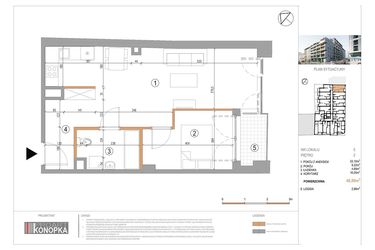 Rzut - Mieszkanie na sprzedaż 2 pokoje o powierzchni 46,06 m² - numer A2/5 w 5th Avenue Apartments