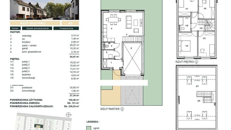 Rzut - Dom na sprzedaż 5 pokoi o powierzchni 140,48 m² - numer B3 w Cisova Park etap II