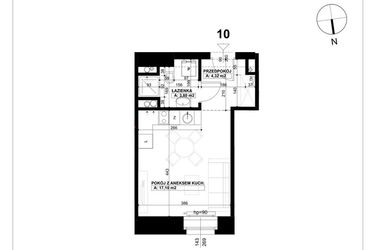 Rzut - Mieszkanie na sprzedaż 1 pokój o powierzchni 25,22 m² - numer 10 w Święty Marcin 65