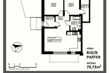 Rzut - Mieszkanie na sprzedaż 3 pokoje o powierzchni 70,73 m² - numer B10/Bparter w Osiedle Lente Zacharzyce