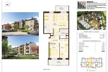 Rzut - Mieszkanie na sprzedaż 3 pokoje o powierzchni 69,13 m² - numer B1-K4-P1-M06 w Stargardzka