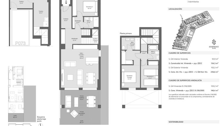 Rzut - Mieszkanie na sprzedaż 3 pokoje o powierzchni 120 m² - numer 3-2-0A w Symphony Suites