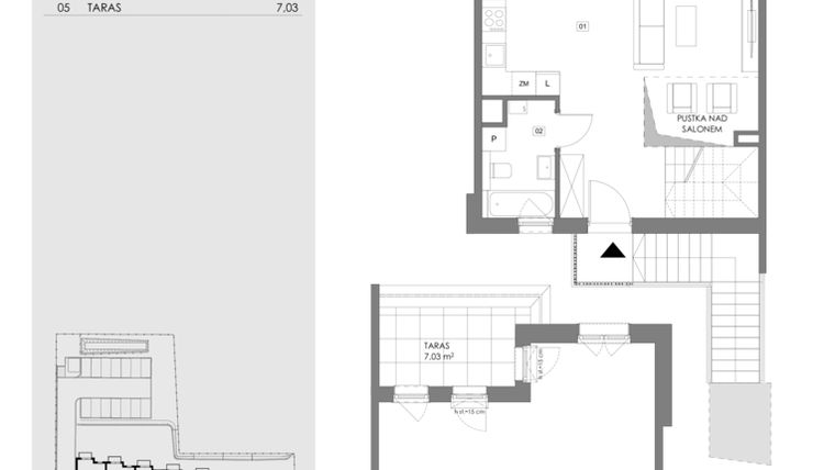 Rzut - Mieszkanie na sprzedaż 2 pokoje o powierzchni 74,2 m² - numer 16A.2 w Przystań Sobieszewo