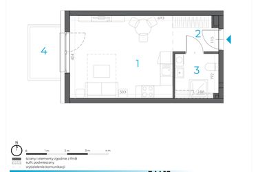 Rzut - Mieszkanie na sprzedaż 1 pokój o powierzchni 28,3 m² - numer 3.M.15 w Incepti Gaj 2