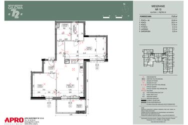 Rzut - Mieszkanie na sprzedaż 3 pokoje o powierzchni 77,07 m² - numer 15 w Wspólnota Mieszkaniowa Gajowa 72