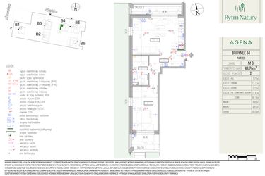 Rzut - Mieszkanie na sprzedaż 2 pokoje o powierzchni 48,76 m² - numer B4M3 w Rytm Natury