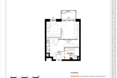 Rzut - Mieszkanie na sprzedaż 2 pokoje o powierzchni 38,78 m² - numer B.1.72 w Daszyńskiego Square etap 1