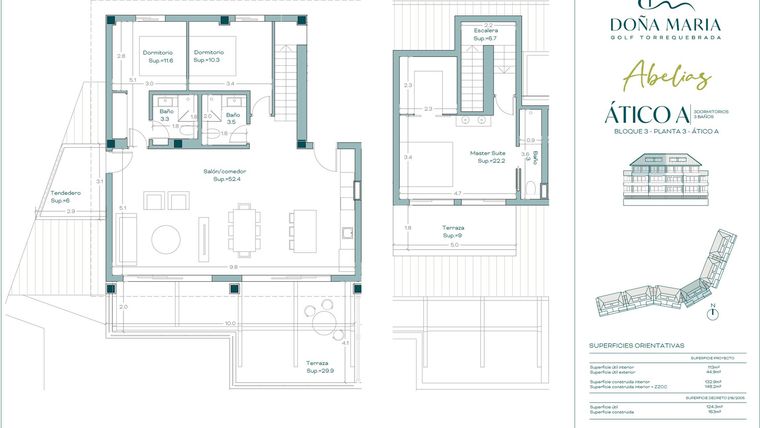 Rzut - Mieszkanie na sprzedaż 3 pokoje o powierzchni 171 m² - numer 3A w Finca Dona Maria