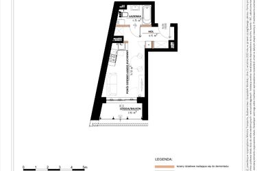 Rzut - Mieszkanie na sprzedaż 1 pokój o powierzchni 25,55 m² - numer A.4.50 w Daszyńskiego Square etap 1