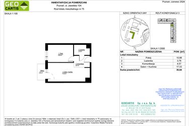 Rzut - Mieszkanie na sprzedaż 2 pokoje o powierzchni 36,64 m² - numer C75 w Jasielska 8C