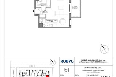 Rzut - Mieszkanie na sprzedaż 1 pokój o powierzchni 29,03 m² - numer A.5M16 w Dobre Miejsce