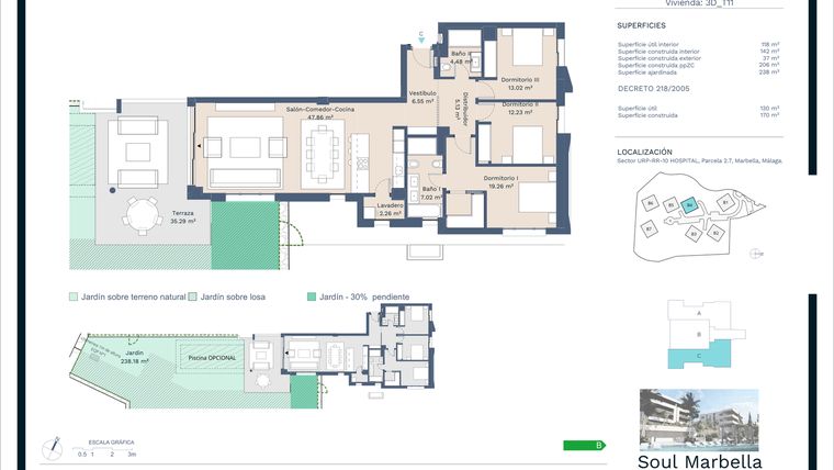 Rzut - Mieszkanie na sprzedaż 3 pokoje o powierzchni 169,49 m² - numer 2527-VI-4-0-C w Soul Marbella Sunshine