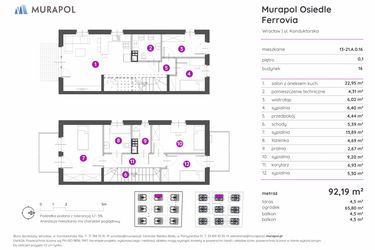 Rzut - Mieszkanie na sprzedaż 5 pokoi o powierzchni 90,1 m² - numer 13-21.A.0.16 w Murapol Osiedle Ferrovia