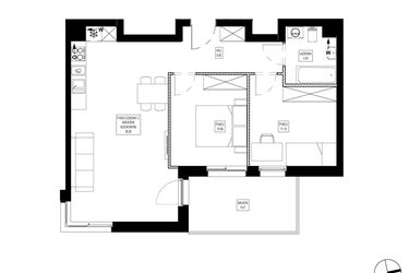 Rzut - Mieszkanie na sprzedaż 3 pokoje o powierzchni 61,22 m² - numer OK6/A/1/1 w Osiedle Kameralne VI