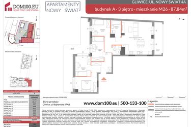 Rzut - Mieszkanie na sprzedaż 5 pokoi o powierzchni 87,84 m² - numer M26 w Apartamenty Nowy Świat