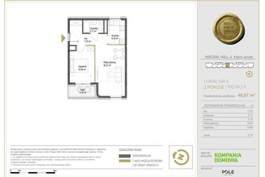 Rzut - Mieszkanie na sprzedaż 2 pokoje o powierzchni 45,07 m² - numer WKJ-LM-06 w Wola Księcia Janusza