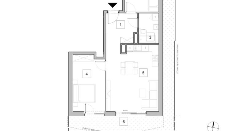 Rzut - Mieszkanie na sprzedaż 3 pokoje o powierzchni 66,72 m² - numer B1_1 w ATAL Zawiślańska