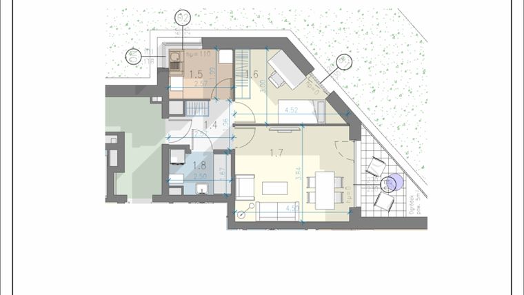 Rzut - Mieszkanie na sprzedaż 2 pokoje o powierzchni 40,9 m² - numer 1 w Przewóz 41 Residence