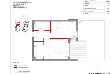 Rzut - Mieszkanie na sprzedaż 2 pokoje o powierzchni 50,46 m² - numer A.3 w Villa Verona Mielno
