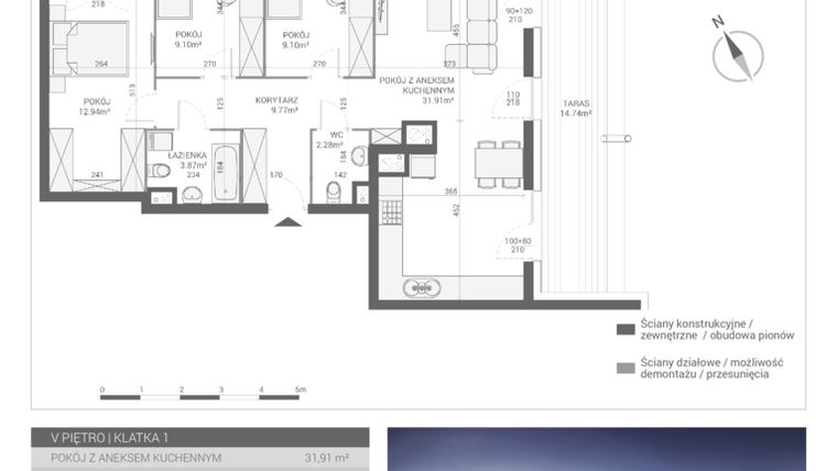 Rzut - Mieszkanie na sprzedaż 4 pokoje o powierzchni 78,97 m² - numer M27 w Apartamenty Przystań bud. F