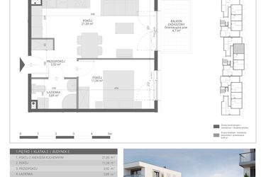 Rzut - Mieszkanie na sprzedaż 2 pokoje o powierzchni 40,15 m² - numer 27 w Monsa bud. E