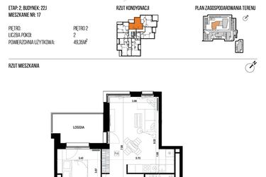 Rzut - Mieszkanie na sprzedaż 2 pokoje o powierzchni 49,35 m² - numer 22J/17 w NATURAMA II