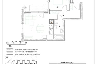 Rzut - Mieszkanie na sprzedaż 2 pokoje o powierzchni 40,29 m² - numer F1/P0/1 w Osiedle Jodłowa bud. F