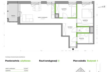 Rzut - Mieszkanie na sprzedaż 3 pokoje o powierzchni 59,52 m² - numer SV/43 w Sikorskiego Vita