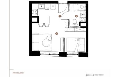 Rzut - Mieszkanie na sprzedaż 1 pokój o powierzchni 26,99 m² - numer 2.06.09 w Katowicka Residence
