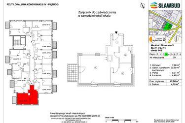 Rzut - Mieszkanie na sprzedaż 2 pokoje o powierzchni 42,06 m² - numer 29 w Osiedle Słoneczna etap 2
