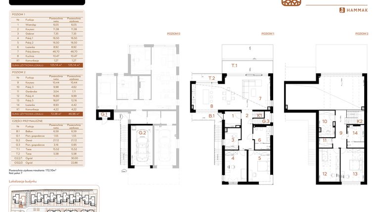 Rzut - Mieszkanie na sprzedaż 7 pokoi o powierzchni 172,1 m² - numer B2.A2 w Kosocicka Forest