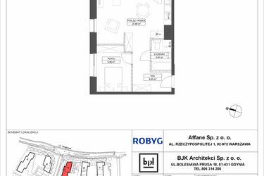 Rzut - Mieszkanie na sprzedaż 2 pokoje o powierzchni 48,55 m² - numer A.8M03 w WENDY
