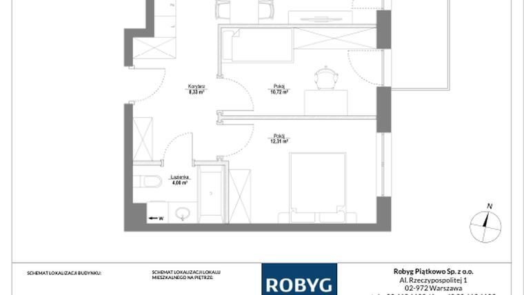 Rzut - Mieszkanie na sprzedaż 3 pokoje o powierzchni 56,22 m² - numer B.4M24 w Początek Piątkowo bud. B