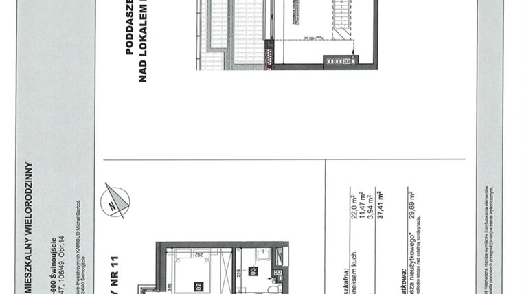 Rzut - Mieszkanie na sprzedaż 2 pokoje o powierzchni 37,41 m² - numer 11 w Słoneczne Świnoujście
