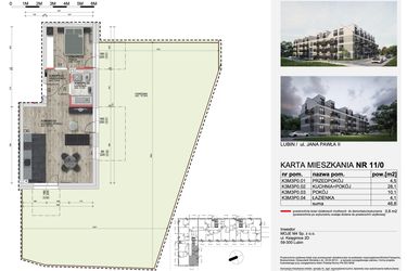 Rzut - Mieszkanie na sprzedaż 2 pokoje o powierzchni 45,93 m² - numer 11_0 w Apartamenty Kochanowskiego