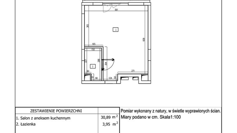 Rzut - Mieszkanie na sprzedaż 1 pokój o powierzchni 34,84 m² - numer 41 w Aquamarina Dąbki