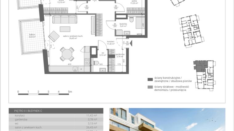 Rzut - Mieszkanie na sprzedaż 4 pokoje o powierzchni 84,83 m² - numer C.M12 w Matemblevo